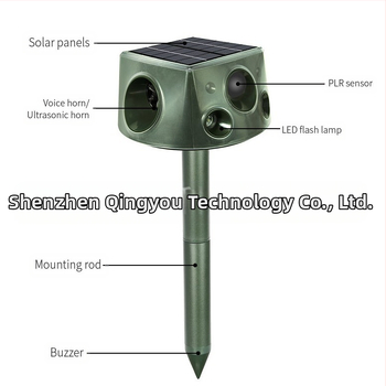 SK031 Ηλιακό Αποτρεπτικό Ζώων, Τετραπλευρός Σχεδιασμός, Πολυλειτουργικός Αποτρεπτής Εντόμων (Κουνούπια και Κατσαρίδες), Επαναφορτιζόμενο, 5V 5W