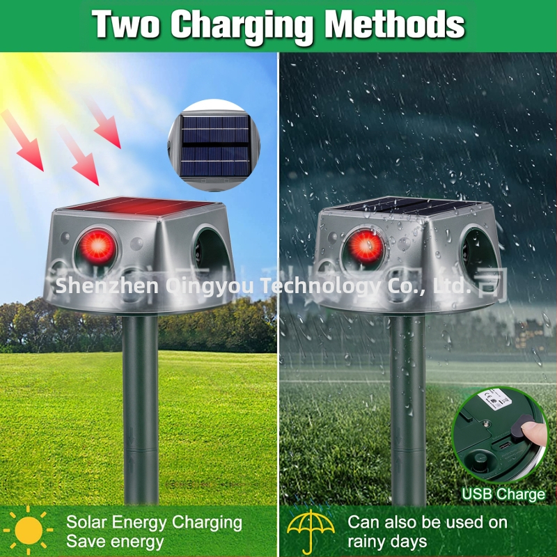 SK031 слънчев уред за отблъскване на животни, четириъгълен корпус, многофункционално отблъскване на насекоми (москити и хлебарки), презареждащ се, 5V/5W