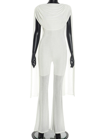 Ολόσωμη φόρμα χωρίς μανίκια, μέση μεσαίου ύψους, μακριά παντελόνια με ελαφρώς φαρδιά τελειώματα, πολυεστέρας-σπάντεξ, street style.