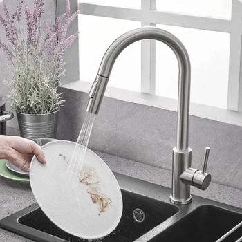 Ištraukiamas virtuvės čiaupas, nerūdijantis plienas, keraminių vožtuvų šerdis, M10 jungtis, model LL-C103