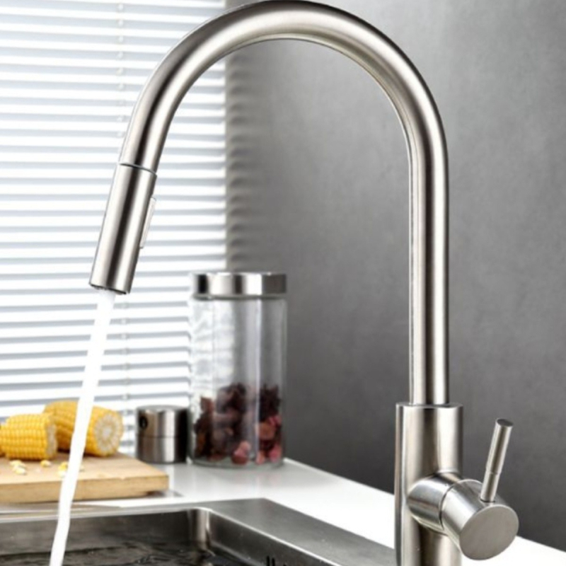 Ištraukiamas virtuvės čiaupas, nerūdijantis plienas, keraminių vožtuvų šerdis, M10 jungtis, model LL-C103