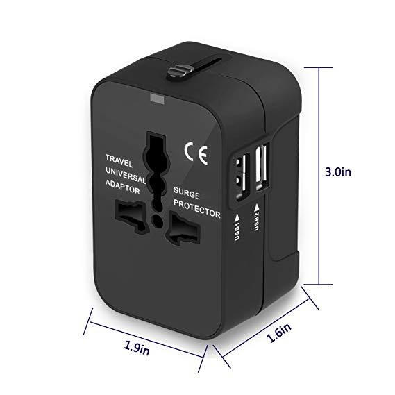 RRTRAVEL Παγκόσμιος μετατροπέας ταξιδιού — Παγκόσμια πρίζα, Πολυ-εθνικός μετατροπέας βυσμάτων — CE, FCC, ROHS πιστοποιήσεις, με λειτουργία μετατροπής