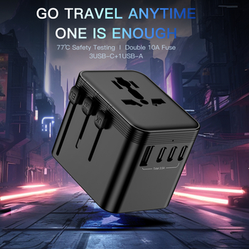 OULIYO Μετατροπέας ταξιδιού – EU/UK/US βύσματα, πολυλειτουργική πρίζα με USB, CE/FCC/ROHS πιστοποιημένο