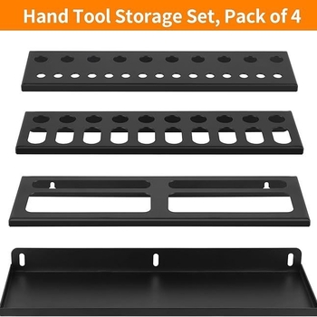 Organizator de unelte montat pe perete cu suport pentru șurubelnițe, clește și ciocan | Metal, 1 nivel, stil minimalist modern