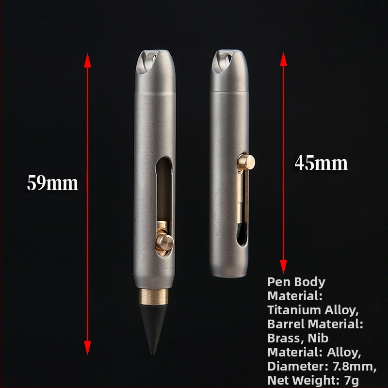 Мини молив от титаниева сплав с подменяем грифел, без нужда от заточване, клип за ключодържател, аварийно писане