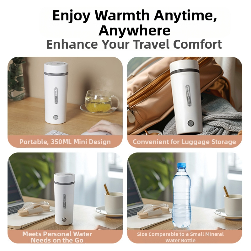 Електрическа чаша за затопляне на вода в автомобил, захранване 12V/24V, капацитет 0,35 л, кабел 70 см, 80W/140W, автоматично изключване и защита от прегряване