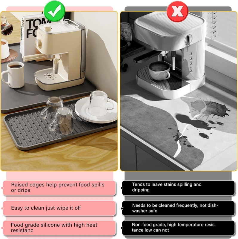 Szilikon szárító alátét - hőálló, négyzetes formájú, egyszínű, prémium, modern minimalista stílus