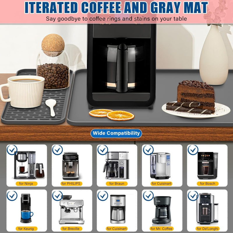 Szilikon szárító alátét - hőálló, négyzetes formájú, egyszínű, prémium, modern minimalista stílus