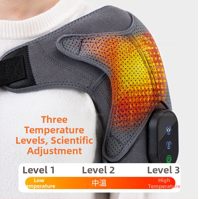 Vállmasszírozó fűtéssel és rezgéses masszázzal – 7W, 5V, 35-45°C, Három fokozatú vezérlés