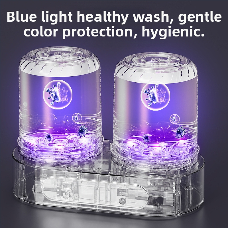 Washing Cup с две отделения, отделяем дизайн, модел N-09; USB захранване 5V, 15W; механична работа; таймер до 2 часа; подходящ за бельо и чорапи