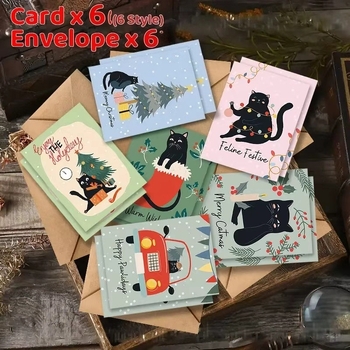 Κάρτες Ευχών με Θέμα Γάτας για τα Χριστούγεννα και την Πρωτοχρονιά — Χαρτόνι Κάρτας, Εκτύπωση, Στυλ Απλό Μοντέρνο, Κατάλληλες για Γενέθλια, Επετείου