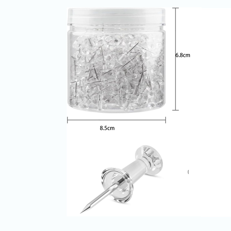 I formos kaiščiai skelbimų lentoje, 400 vnt., plastmasos korpusas su plieno adata, dėžutėje, skirti skelbimų lentoms ir DIY projektams