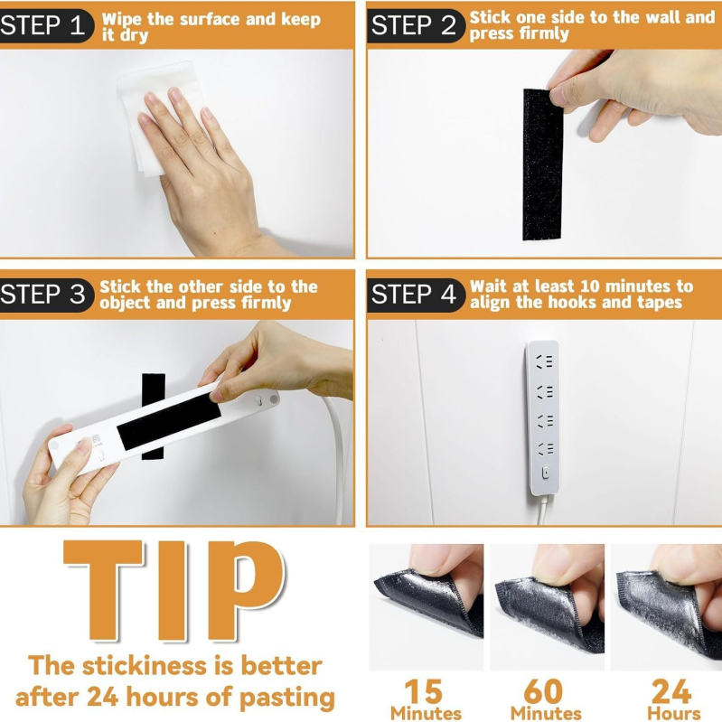 58 darabos készlet ragasztó mágikus szalag, magas hőállóságú, kétoldalas, nylon-poliészter keverék (30% nylon, 70% poliészter), autó lábtartókhoz alkalmas