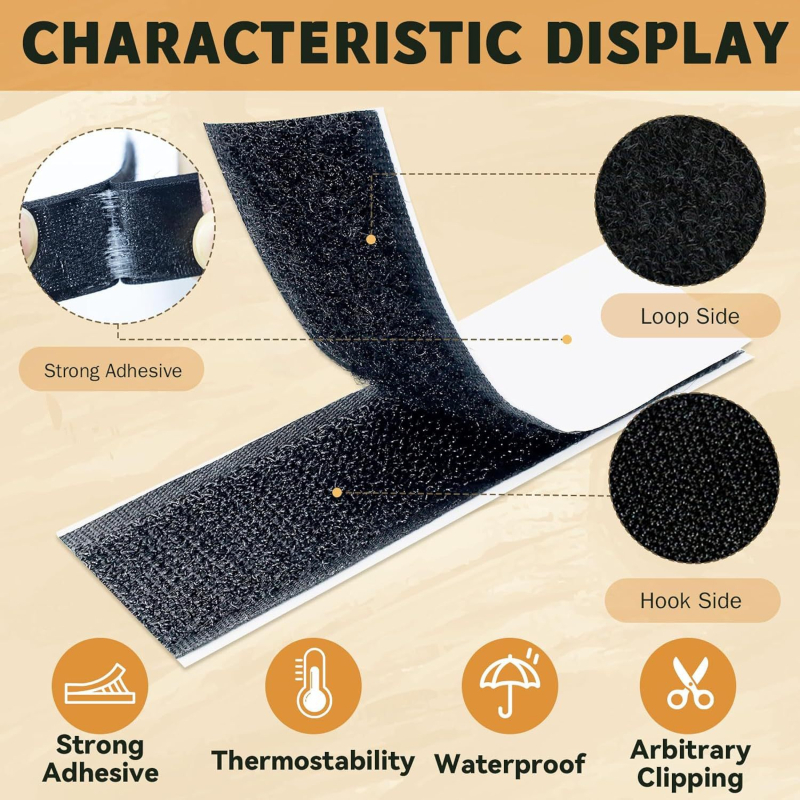 58 darabos készlet ragasztó mágikus szalag, magas hőállóságú, kétoldalas, nylon-poliészter keverék (30% nylon, 70% poliészter), autó lábtartókhoz alkalmas