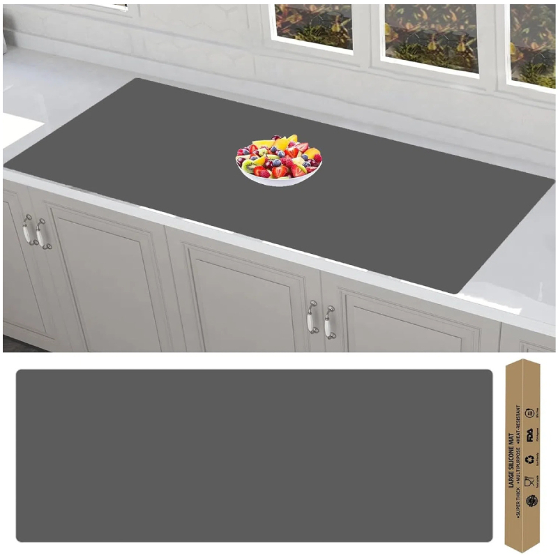Megvastított szilikon konyhai munkalapvédő, egyszínű, formák: kör, négyszög és szabálytalan, biológiailag lebomló, prémium minőség, modern minimalista stílus