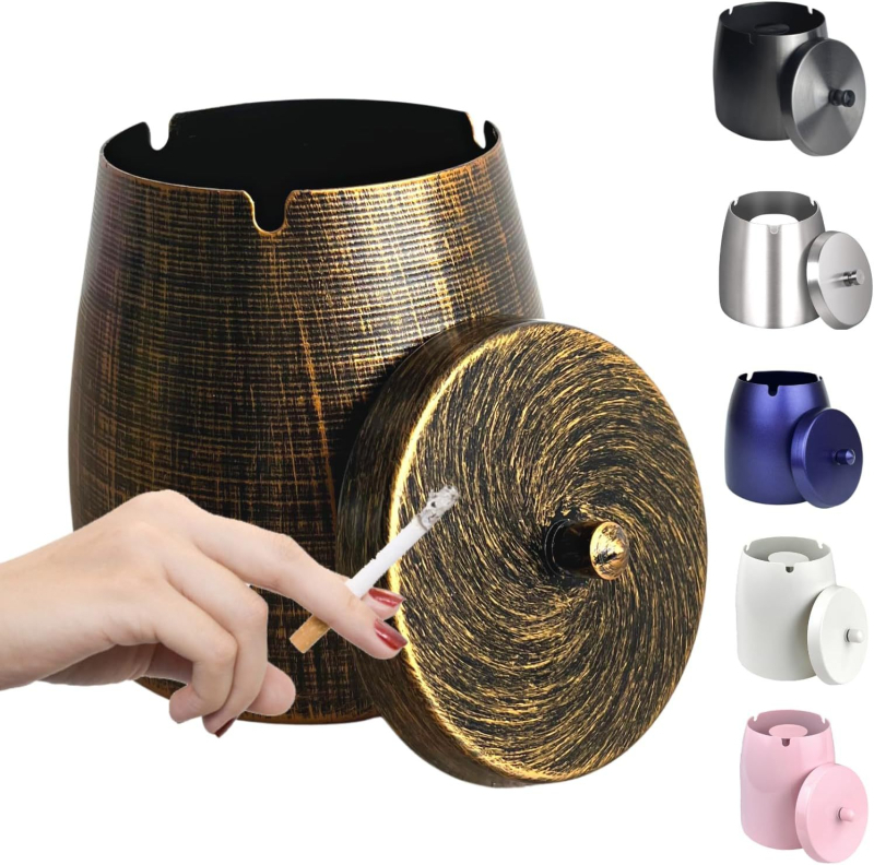 Ashtray metalic cu capac pentru baruri, KTV și cafenele online; imprimare logo disponibilă; personalizabil; brand huachuang