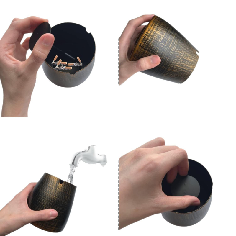 Ashtray metalic cu capac pentru baruri, KTV și cafenele online; imprimare logo disponibilă; personalizabil; brand huachuang