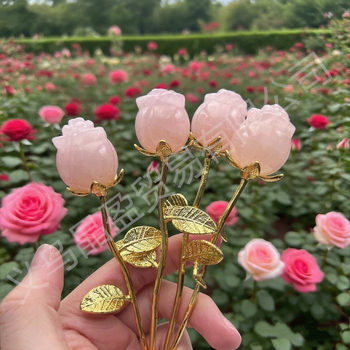 Kristály rózsa arany szárú – modern minimalista virágdekoráció; anyag: kristály; kategória: virág; csomagolás: PP zacskó