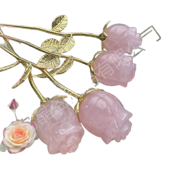 Kristály rózsa arany szárú – modern minimalista virágdekoráció; anyag: kristály; kategória: virág; csomagolás: PP zacskó