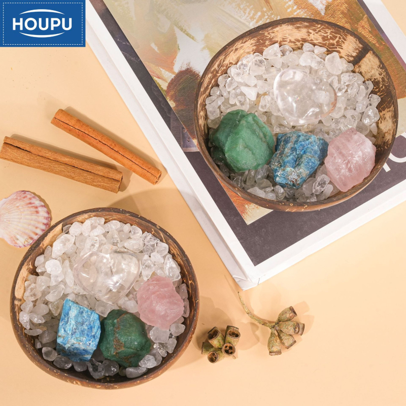 Κρυστάλλινο διακοσμητικό αντικείμενο προβολής (τύπος κρυστάλλου: κρύσταλλο; εμφάνιση: συντριμμένος λίθος; υλικό: κελύφος καρύδας)