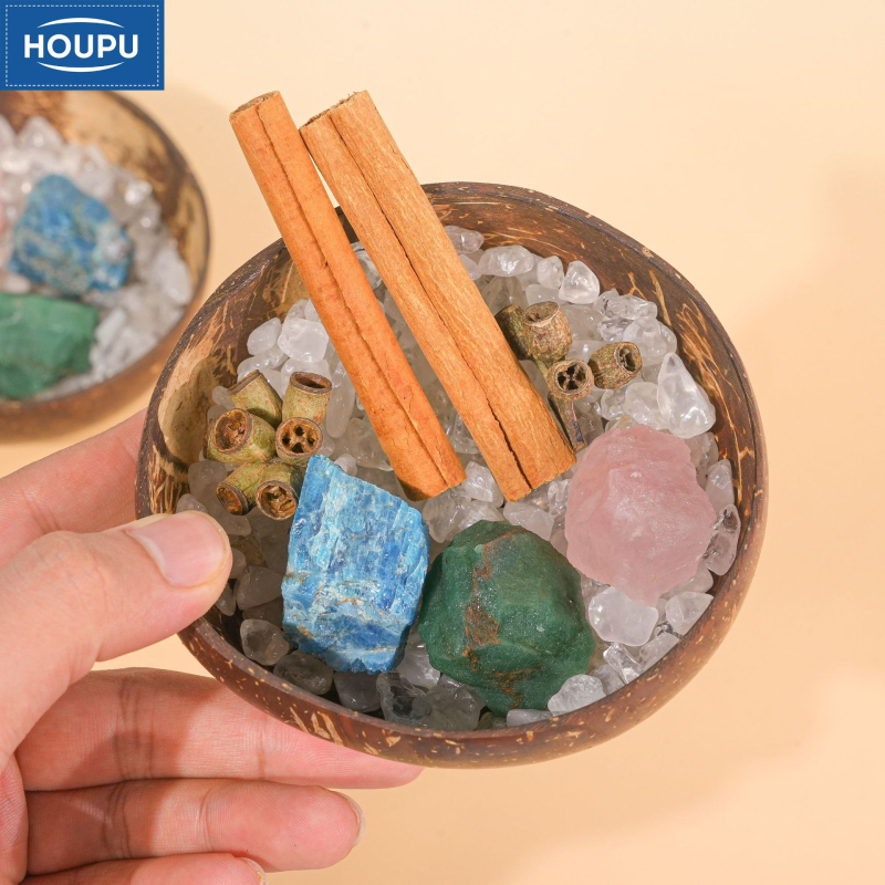 Κρυστάλλινο διακοσμητικό αντικείμενο προβολής (τύπος κρυστάλλου: κρύσταλλο; εμφάνιση: συντριμμένος λίθος; υλικό: κελύφος καρύδας)