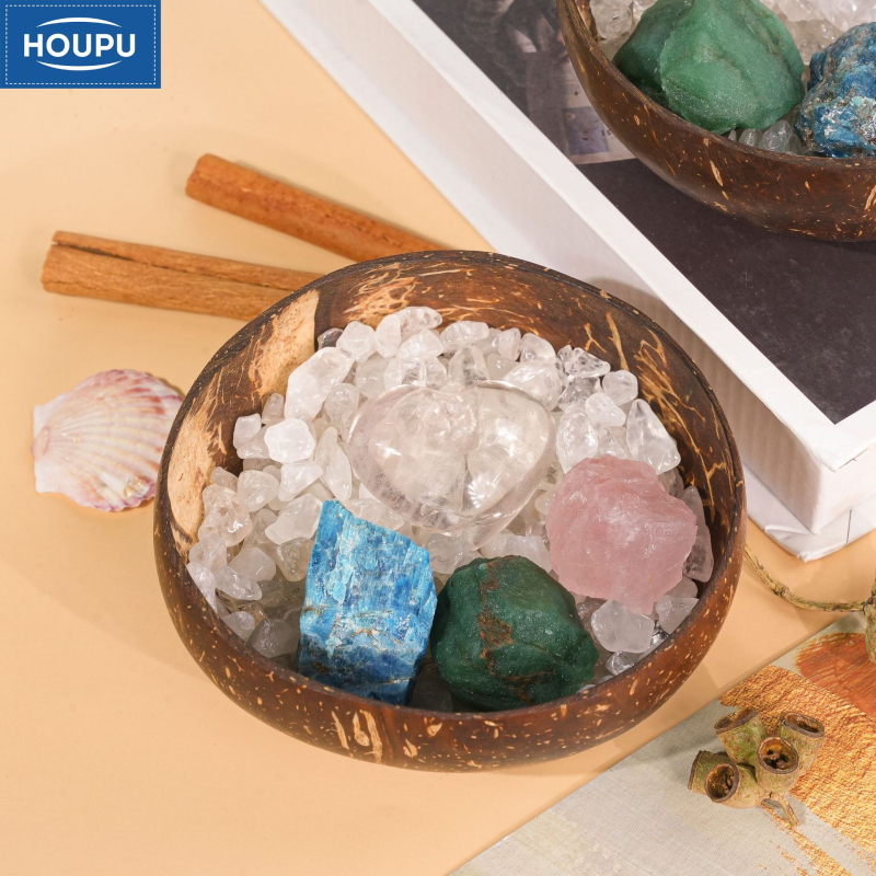 Κρυστάλλινο διακοσμητικό αντικείμενο προβολής (τύπος κρυστάλλου: κρύσταλλο; εμφάνιση: συντριμμένος λίθος; υλικό: κελύφος καρύδας)