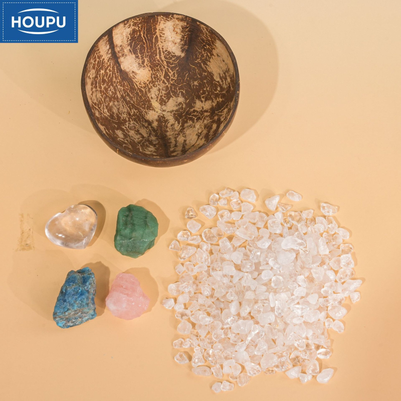 Κρυστάλλινο διακοσμητικό αντικείμενο προβολής (τύπος κρυστάλλου: κρύσταλλο; εμφάνιση: συντριμμένος λίθος; υλικό: κελύφος καρύδας)