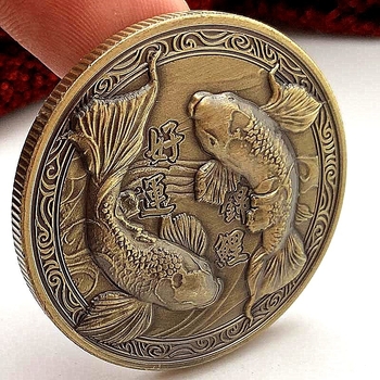 Μενταγιόν koi με βαθύ ανάγλυφο, σίδηρος, ηλεκτροεπίχωση, συσκευασία δώρου; Χωρίς εισαγωγή, Χωρίς άδεια IP