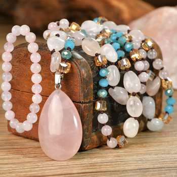 Σετ κολιέ και βραχιόλι με χειροποίητο κόμπωμα, κρυστάλλινο μενταγιόν, ανάμικτα υλικά; κωδικός Sz456; Youfei; καλοκαίρι 2025; γυναικείο, φρέσκο και απλό στυλ