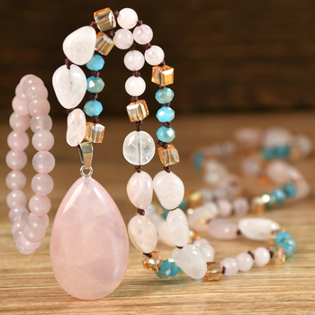 Σετ κολιέ και βραχιόλι με χειροποίητο κόμπωμα, κρυστάλλινο μενταγιόν, ανάμικτα υλικά; κωδικός Sz456; Youfei; καλοκαίρι 2025; γυναικείο, φρέσκο και απλό στυλ