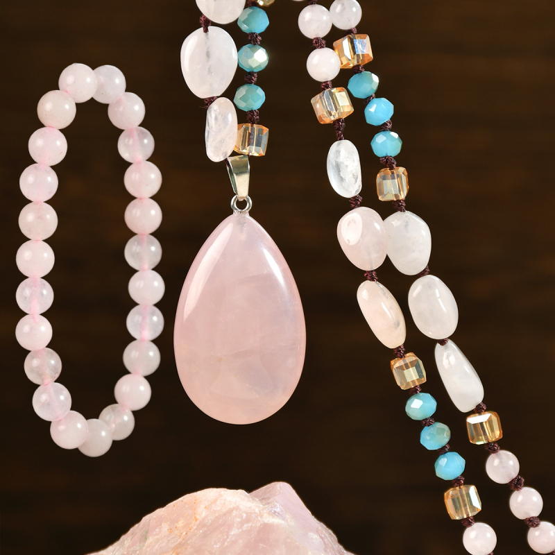 Σετ κολιέ και βραχιόλι με χειροποίητο κόμπωμα, κρυστάλλινο μενταγιόν, ανάμικτα υλικά; κωδικός Sz456; Youfei; καλοκαίρι 2025; γυναικείο, φρέσκο και απλό στυλ