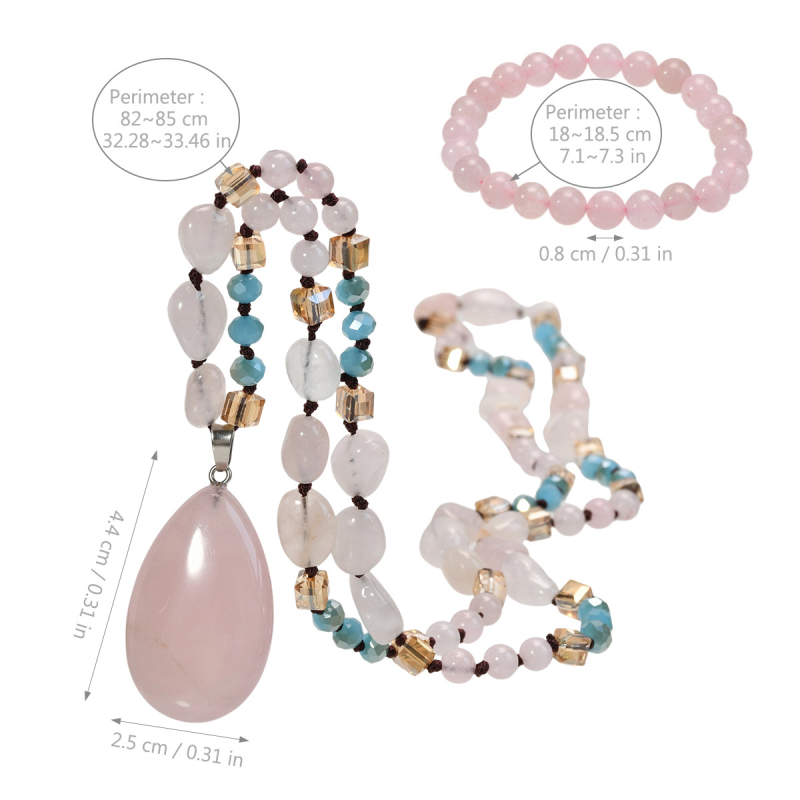 Σετ κολιέ και βραχιόλι με χειροποίητο κόμπωμα, κρυστάλλινο μενταγιόν, ανάμικτα υλικά; κωδικός Sz456; Youfei; καλοκαίρι 2025; γυναικείο, φρέσκο και απλό στυλ