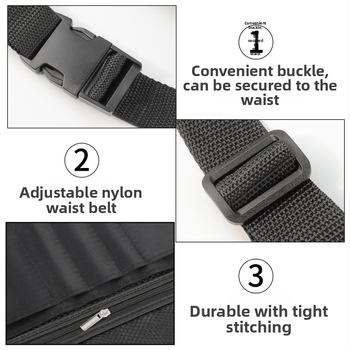 Σετ πινέλων μακιγιάζ σε ζώνη μέσης, 20 τεμάχια; Θήκη αποθήκευσης με φερμουάρ; Λαβή από Oxford ύφασμα; Μήκος τρίχας 24,5 cm; Συνολικό μήκος 24,5 cm