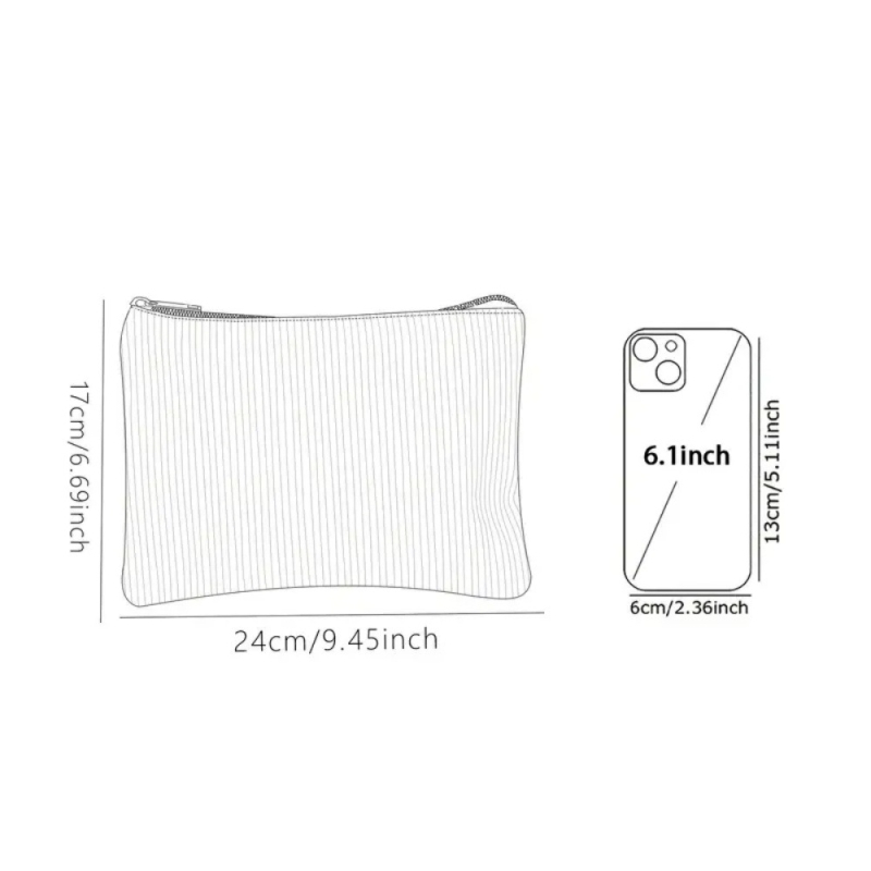 Geantă de machiaj din Corduroy, imprimeu cu animale și flori, căptușeală din fibre de polyester, respirabilă, ultra ușoară, extensibilă