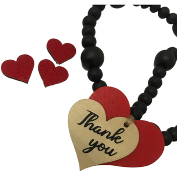 Ξύλινο κρεμαστό με διπλή καρδιά για την Ημέρα της Μητέρας, διακοσμητικό σκοινί με χάντρες – DIY