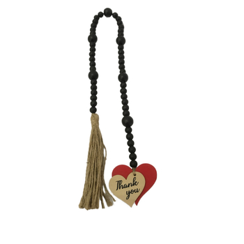 Ξύλινο κρεμαστό με διπλή καρδιά για την Ημέρα της Μητέρας, διακοσμητικό σκοινί με χάντρες – DIY