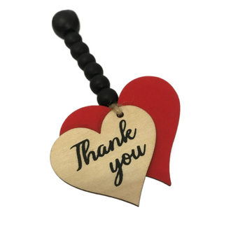 Ξύλινο κρεμαστό με διπλή καρδιά για την Ημέρα της Μητέρας, διακοσμητικό σκοινί με χάντρες – DIY