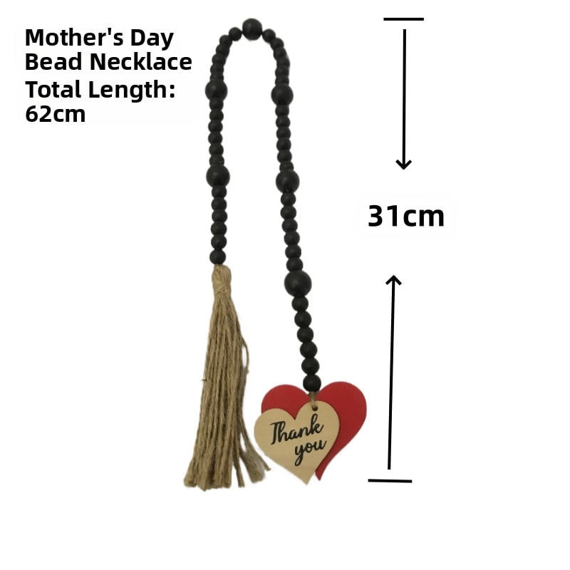 Ξύλινο κρεμαστό με διπλή καρδιά για την Ημέρα της Μητέρας, διακοσμητικό σκοινί με χάντρες – DIY