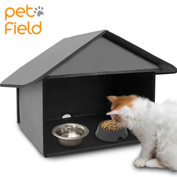 Εξωτερική κατοικία ταΐσματος γάτας με προστασία από τη βροχή — Oxford ύφασμα, φωλιά/κλουβί για γάτες, μοντέλο P26-24PH03, Petfield