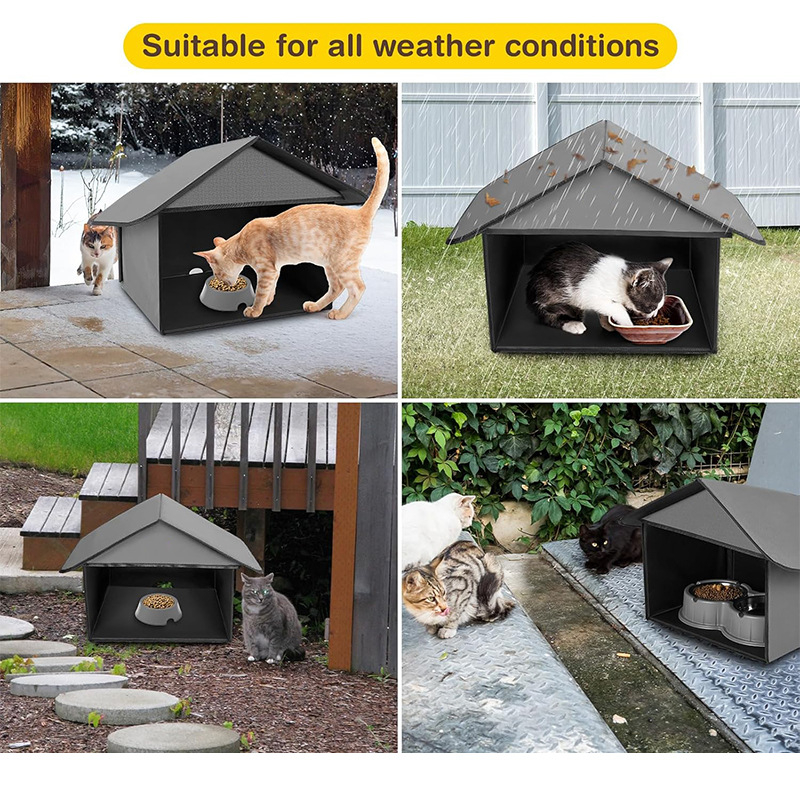 Εξωτερική κατοικία ταΐσματος γάτας με προστασία από τη βροχή — Oxford ύφασμα, φωλιά/κλουβί για γάτες, μοντέλο P26-24PH03, Petfield