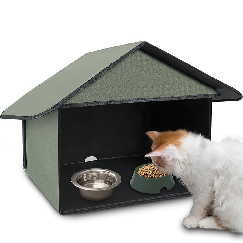 Εξωτερική κατοικία ταΐσματος γάτας με προστασία από τη βροχή — Oxford ύφασμα, φωλιά/κλουβί για γάτες, μοντέλο P26-24PH03, Petfield