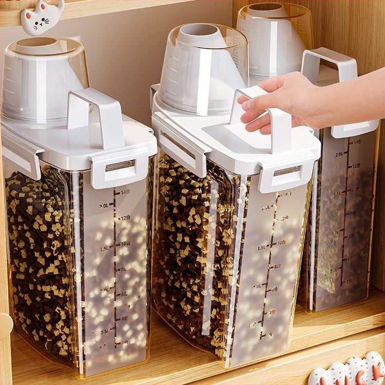 Δοχείο αποθήκευσης τροφής κατοικίδιων – κενό-σφραγιζόμενο, αδιάβροχο, υλικό PP, κατάλληλο για τροφή γάτας και σκύλου (οικιακή χρήση)