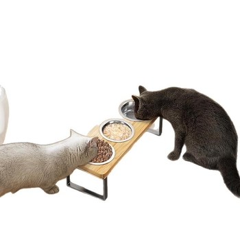Qiuyuhai Ξύλινη βάση για γάτα με κεκλιμένο λαιμό (Υλικό: Ξύλο; Αντικείμενο: Γάτα; Τύπος: Βάση μπολ; Μάρκα: Qiuyuhai)
