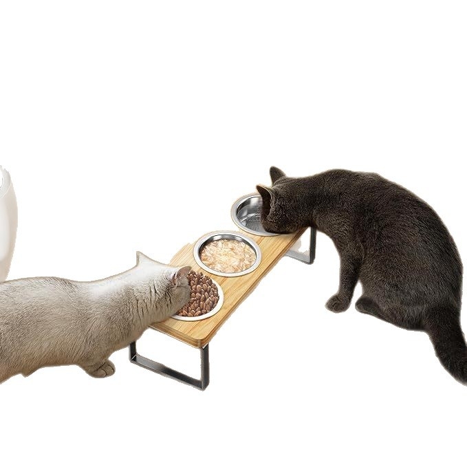 Qiuyuhai Ξύλινη βάση για γάτα με κεκλιμένο λαιμό (Υλικό: Ξύλο; Αντικείμενο: Γάτα; Τύπος: Βάση μπολ; Μάρκα: Qiuyuhai)