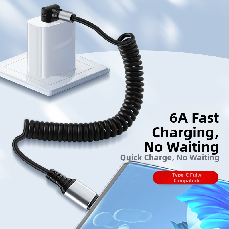 3D ohybný autokábel so Lightning a Type-C, kompatibilný s Apple iPhone 15 Type-C, 100W rýchle nabíjanie, meďový jadro, silikónová vonkajšia izolácia