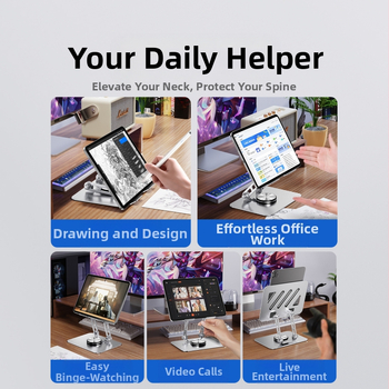 360° въртяща се поставка за таблет — настолен държач, сгъваема, алуминиева сплав, модел P001