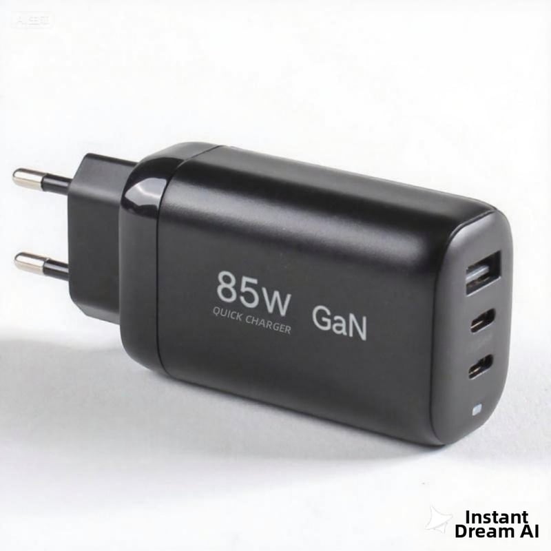 Încărcător PD85W GaN USB-C, cu 3 porturi, Intrare 110-240V, Ieșire 0.5-12V, OEM disponibil