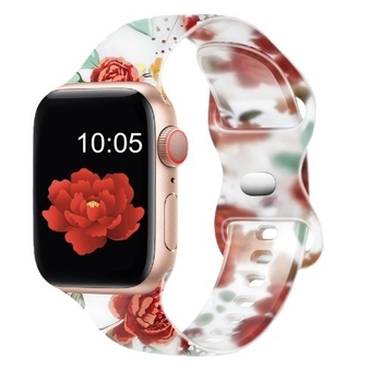 Λουράκι Apple Watch από σιλικόνη, Διαφανές με εκτυπωμένο μοτίβο, Συμβατό με iWatch7-1 S9, Άνοιξη 2024, Στυλ λογοτεχνικό ρετρό