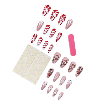 Αυτοκόλλητα νυχιών: χριστουγεννιάτικος καρό μπισκότο-άνθρωπος, στυλ Instagram, φοριέται, σε ευρωπαϊκό και αμερικανικό στυλ, γιορτινά νύχια