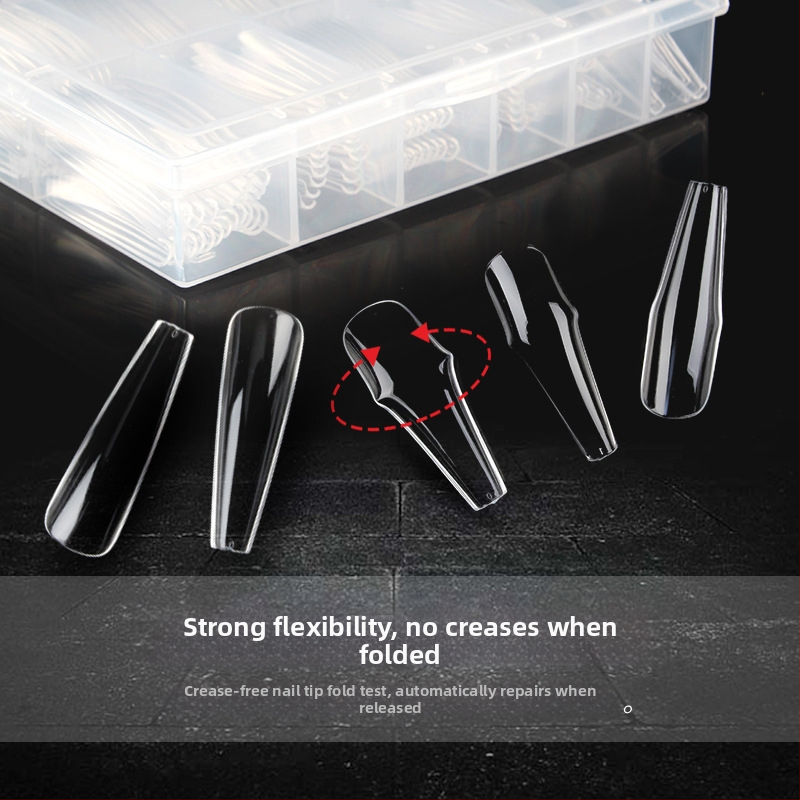 Nadeco umelé nechty – trapezovitý tvar, motív motýľa, minimalistický štýl, priehľadné nechty